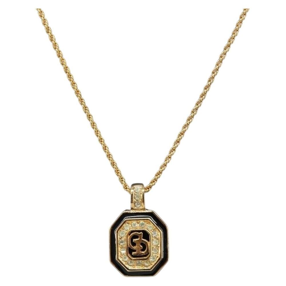 Dior Rhinestone Necklace Gold